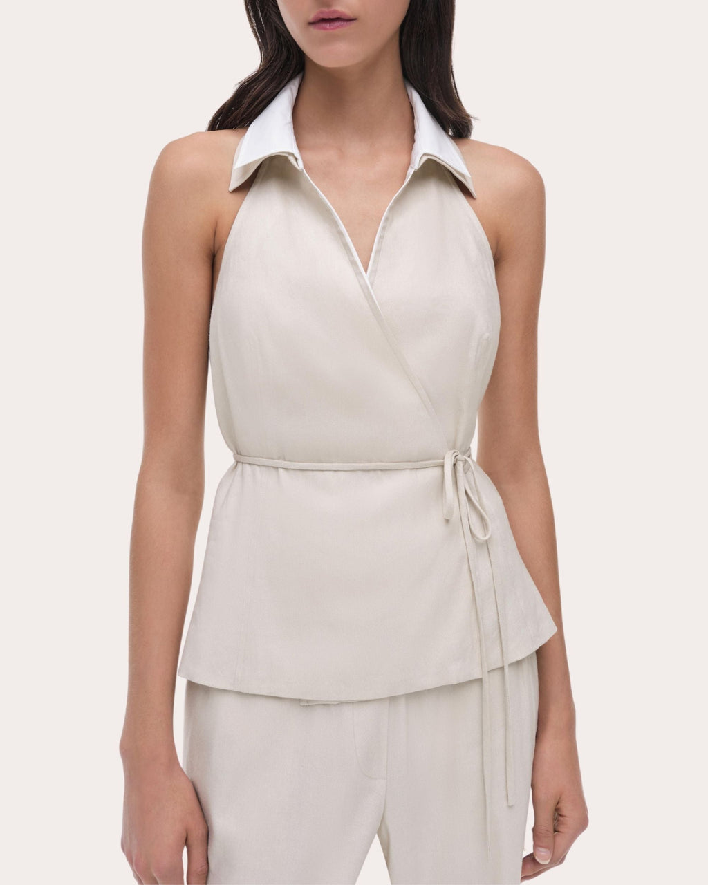 Campbell Collared Halter Wrap Shirt