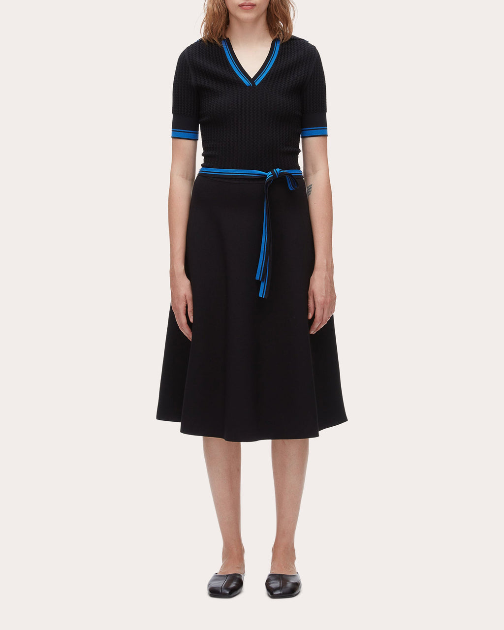 Textured Knit Polo Midi Dress
