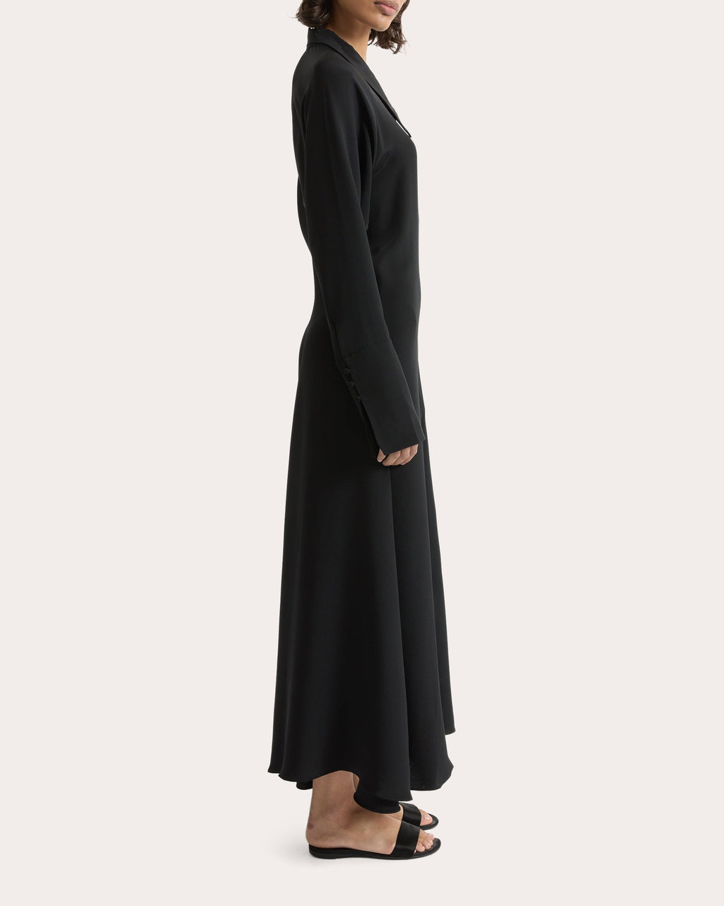 Lea Silk Crepe Collared A-Line Dress