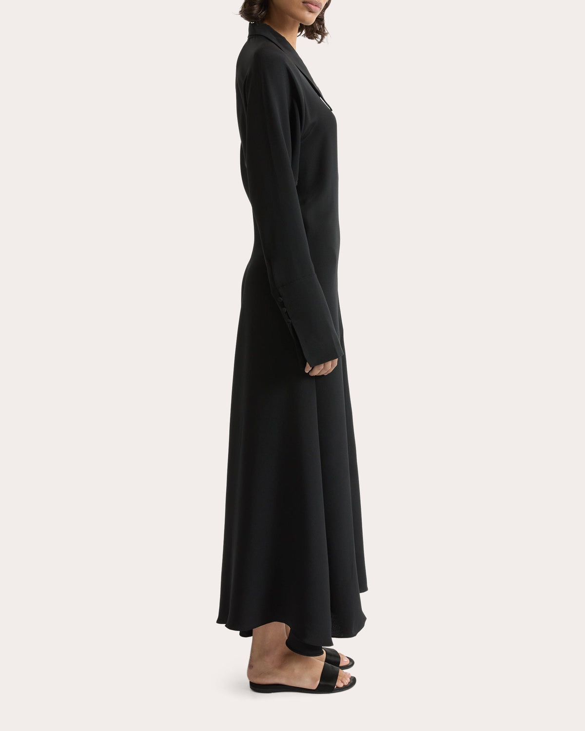 Lea Silk Crepe Collared A-Line Dress