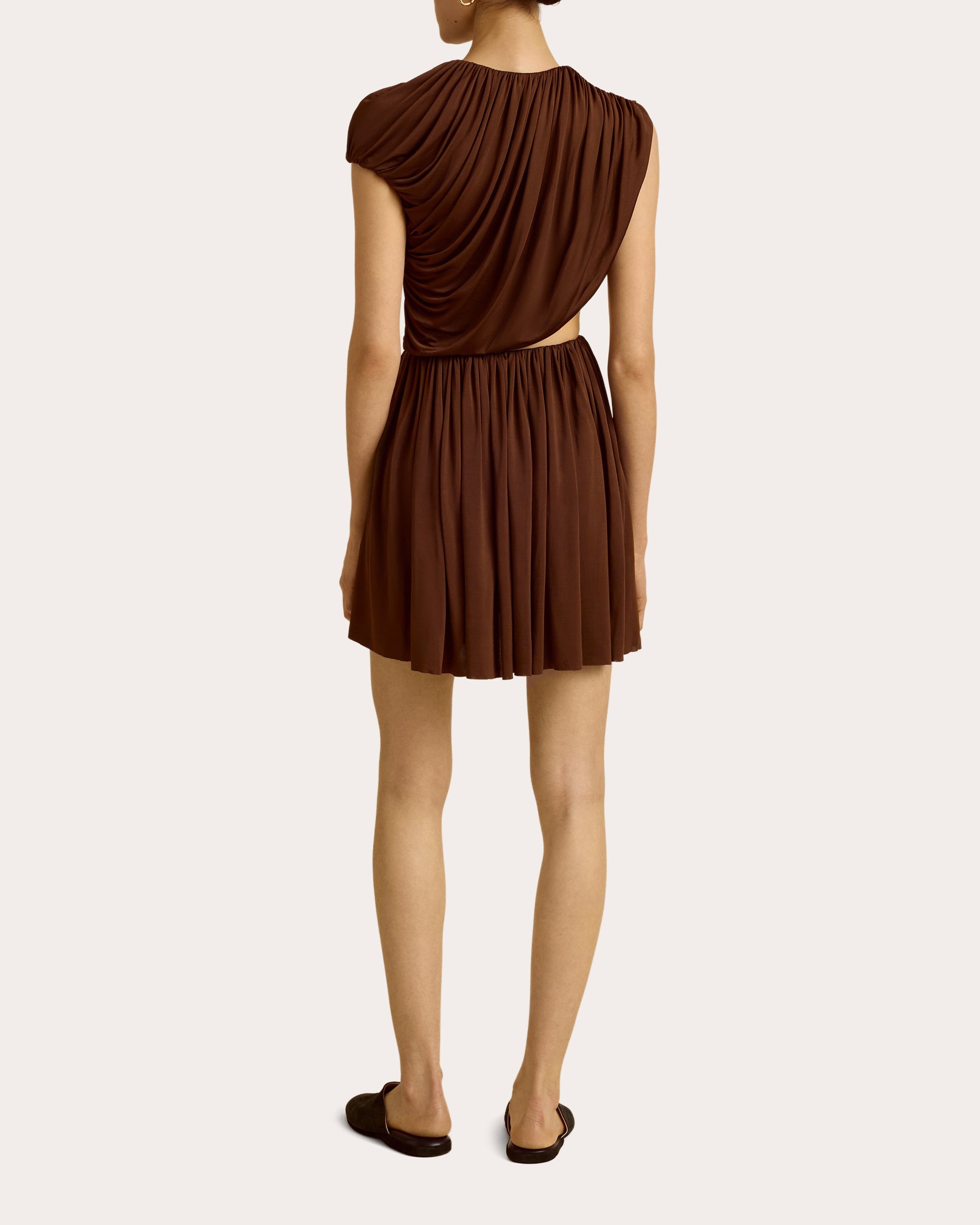 Jersey Cutout Gathered Drape Mini Dress