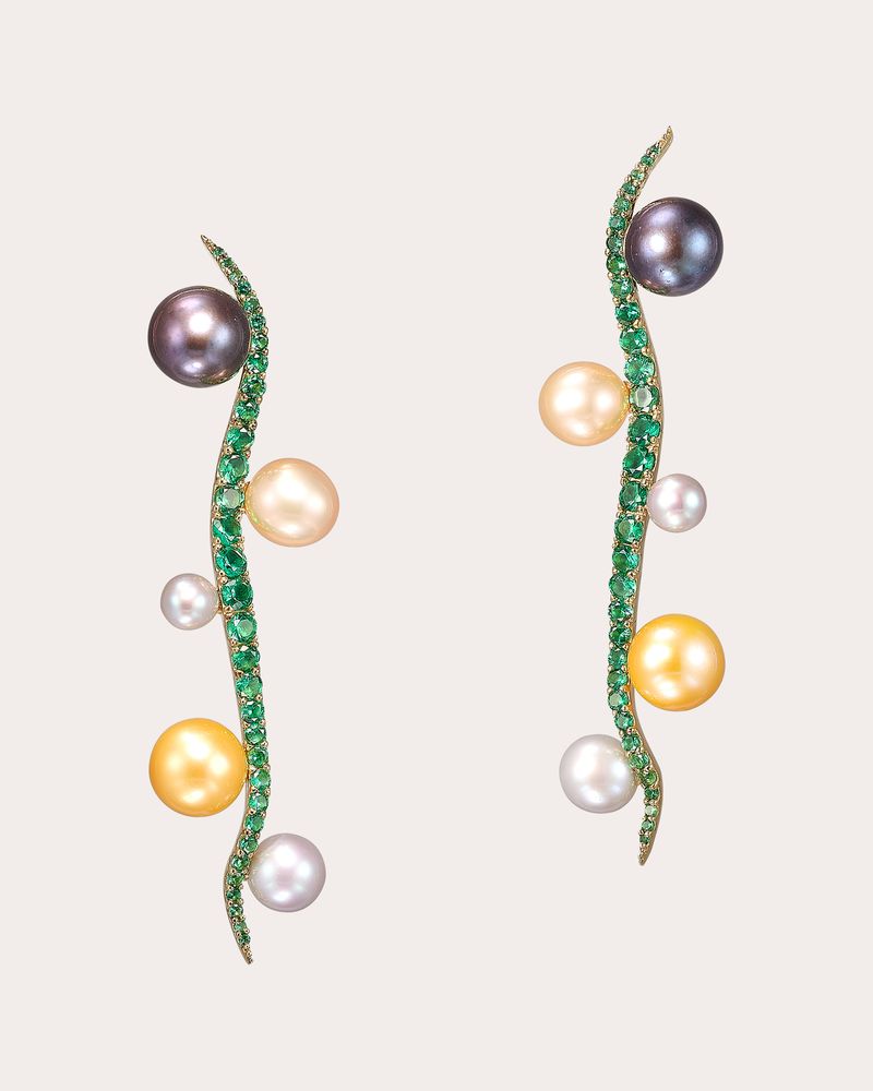 Kamoka Pearl Blades of Grass Drop Earrings