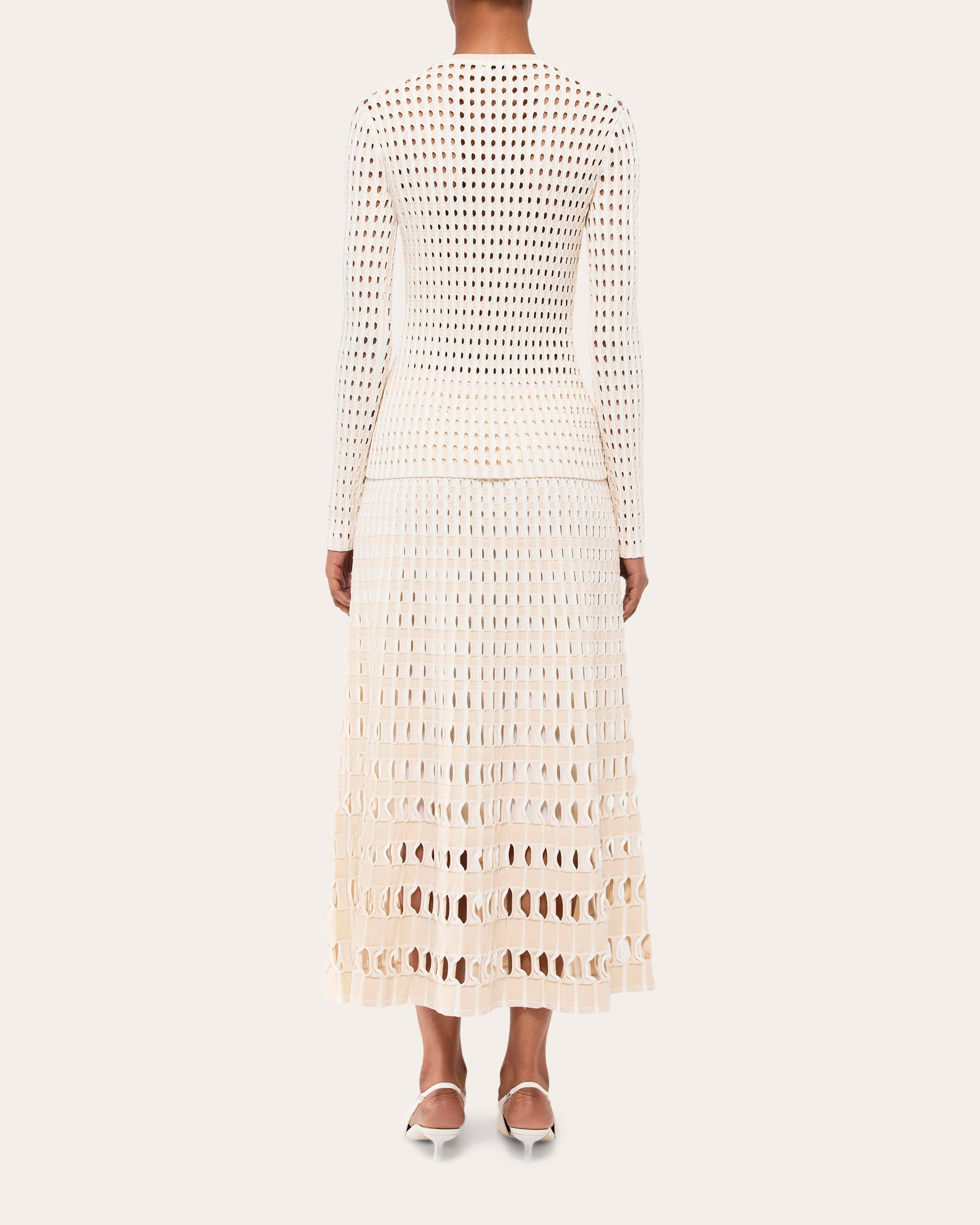 Gracen Gingham Laser-Cut Button Cardigan