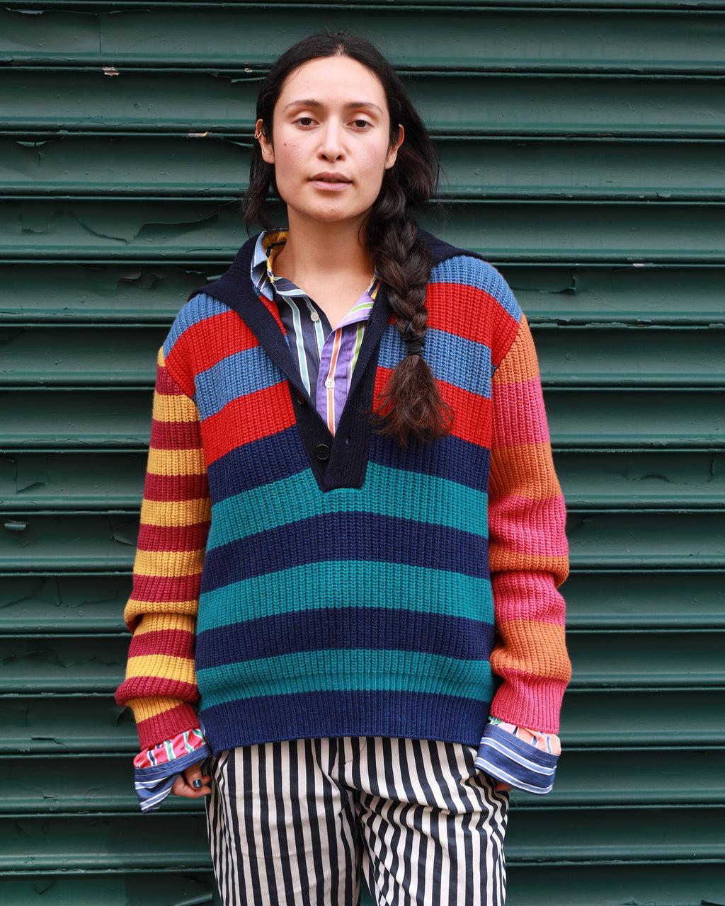 Parker Striped Cashmere-Blend Polo Sweater