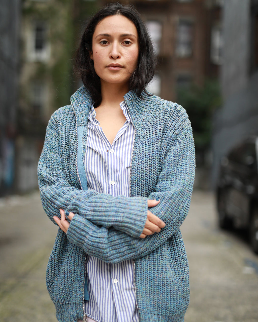 Dave Ribbed Knit Zip Cardigan