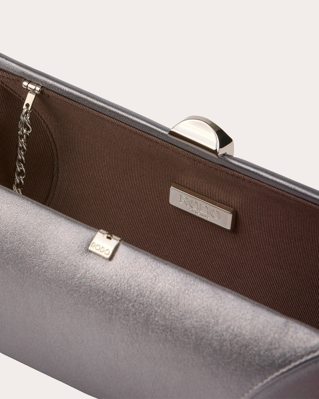 Tube Plus Metallic Leather Clutch