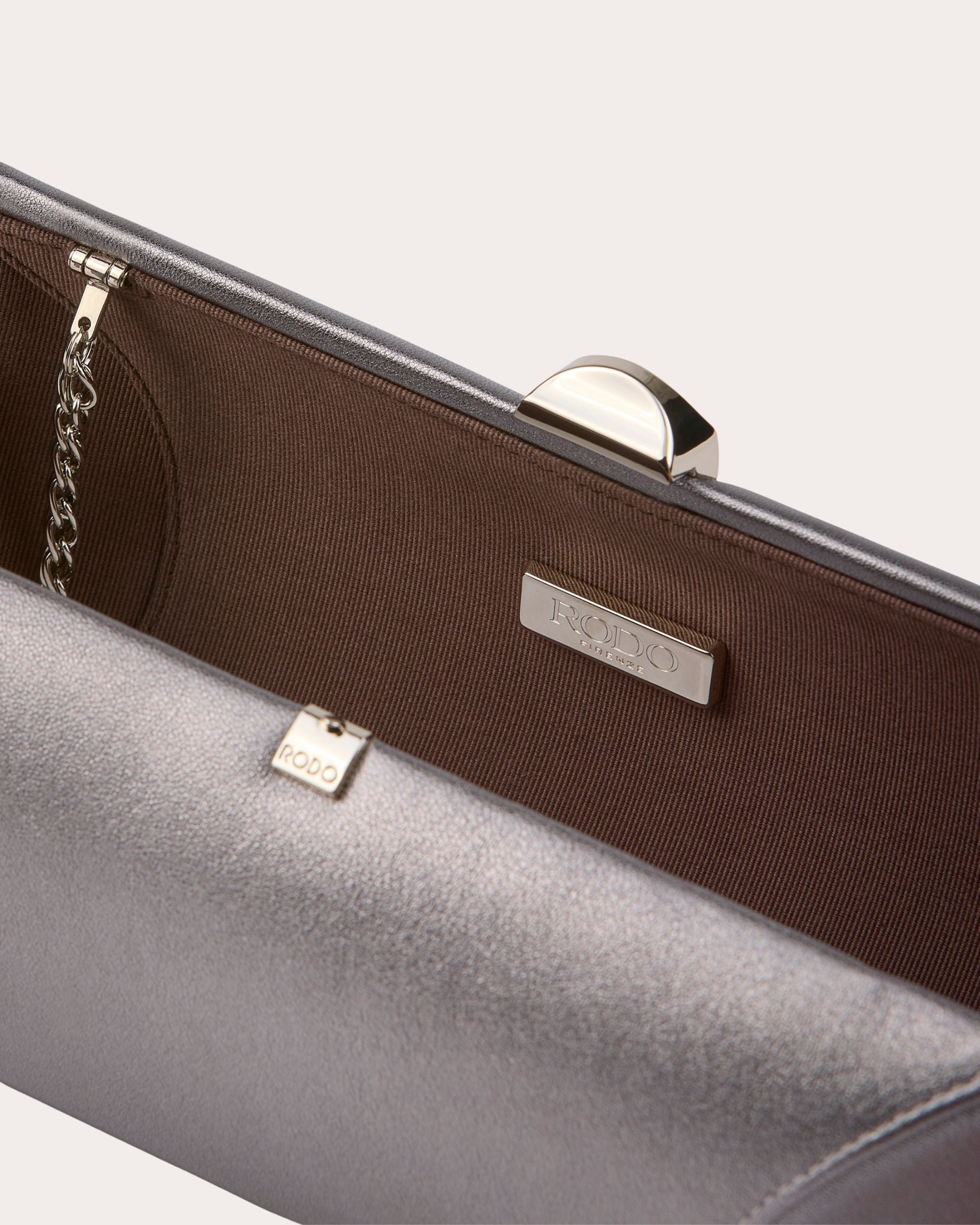Tube Plus Metallic Leather Clutch