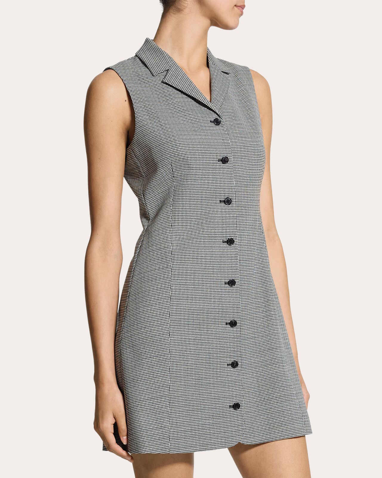 Plaid Wool Twill Sleeveless Blazer Dress