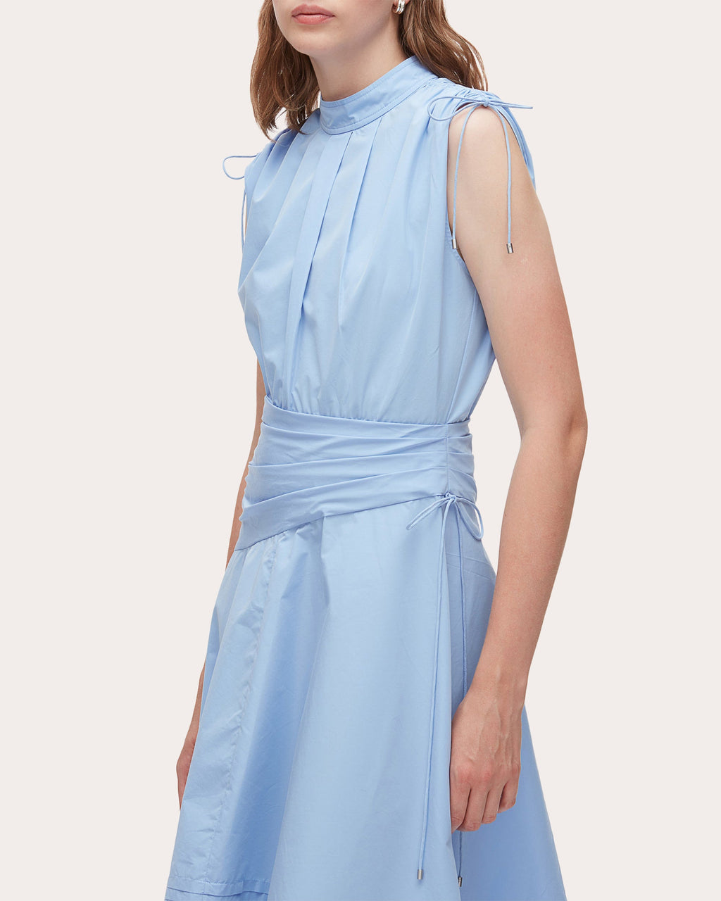 Cotton Poplin Ruched Handkerchief Dress