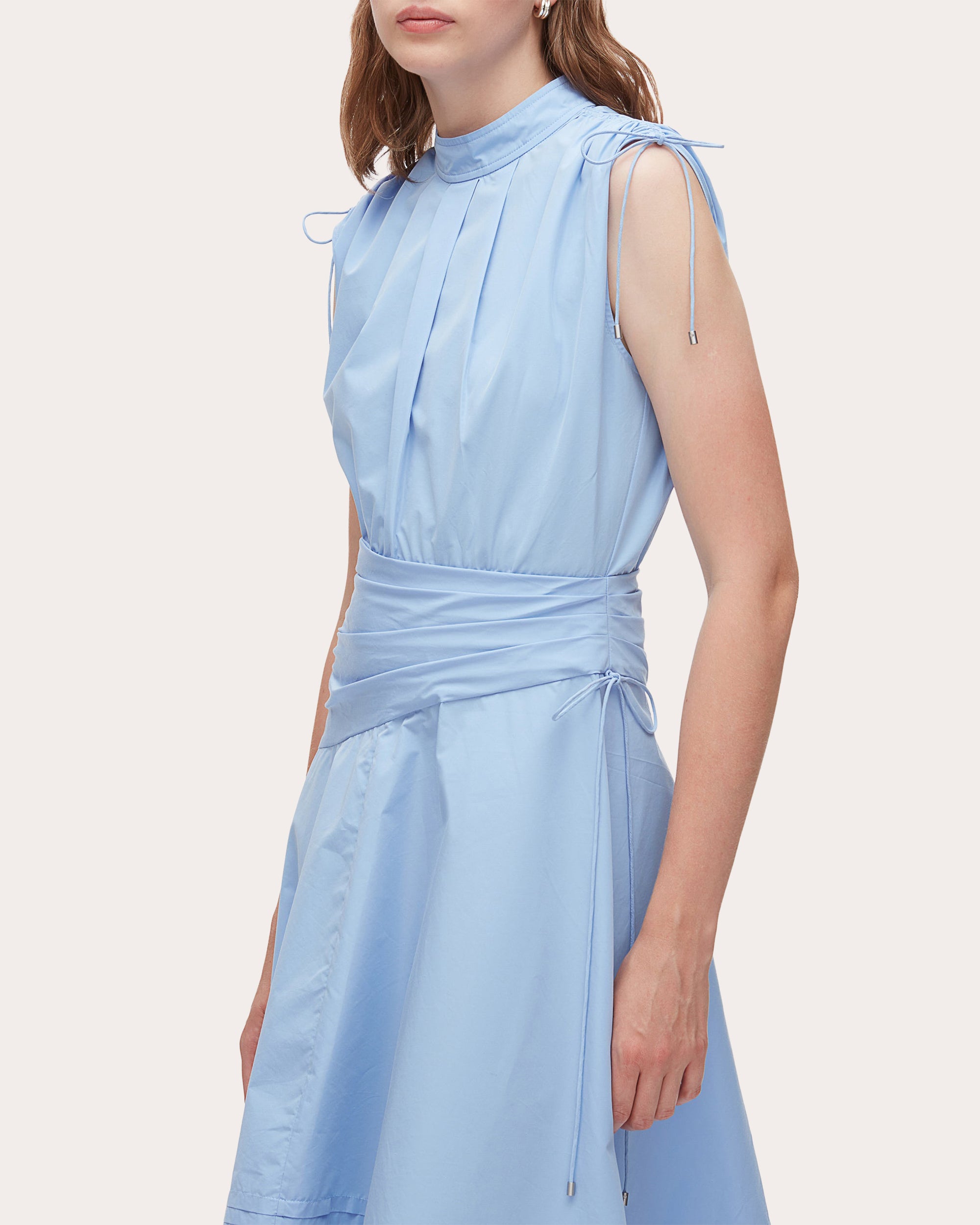Cotton Poplin Ruched Handkerchief Dress