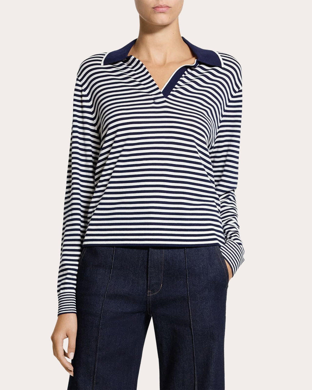 Stripe Wool Boyfriend Polo