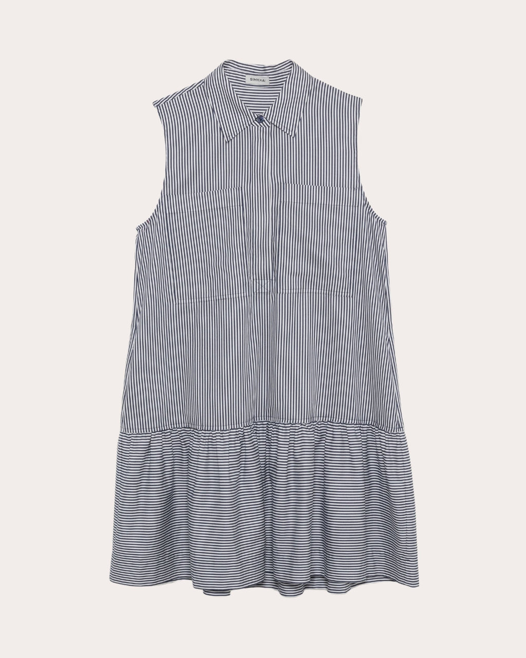 Candace Stripe Cotton Poplin Drop-Waist Shirt Dress