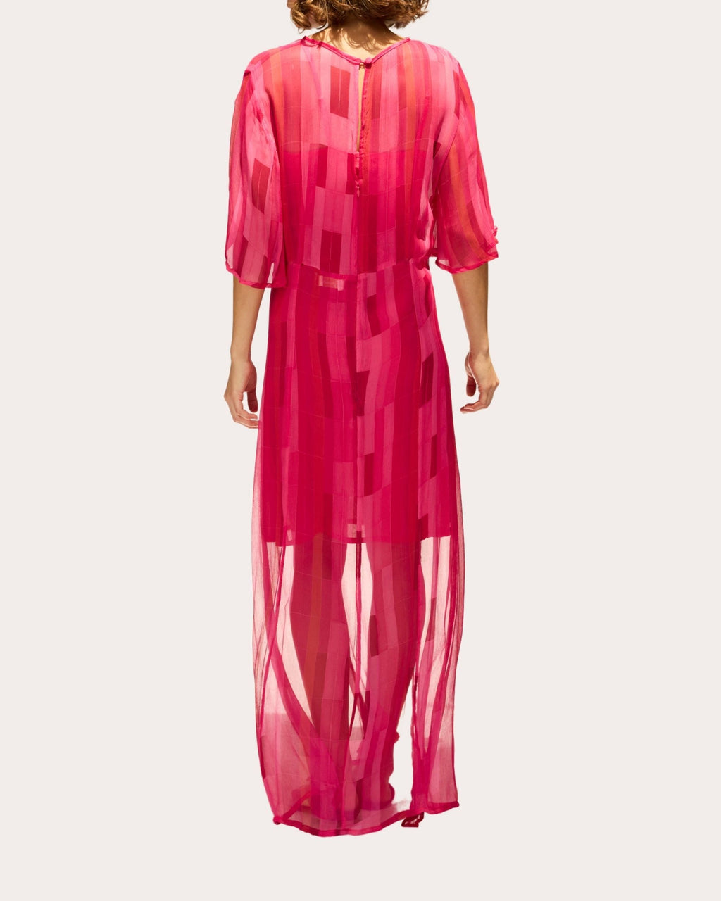 Lily Sheer Chiffon Flutter-Sleeve Maxi Dress
