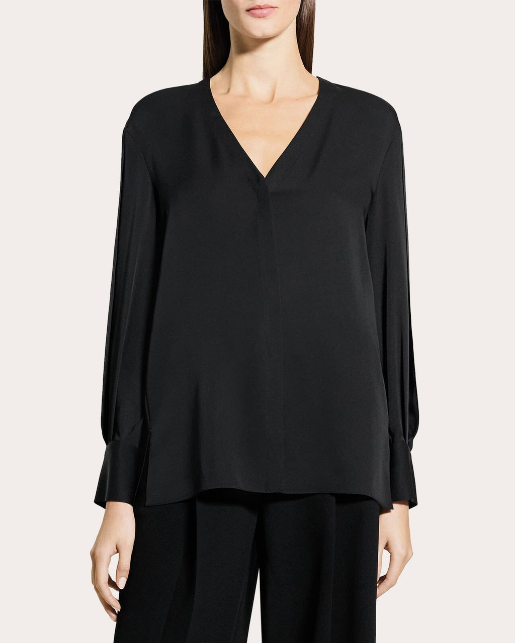 Silk Georgette Blouson-Sleeve Blouse