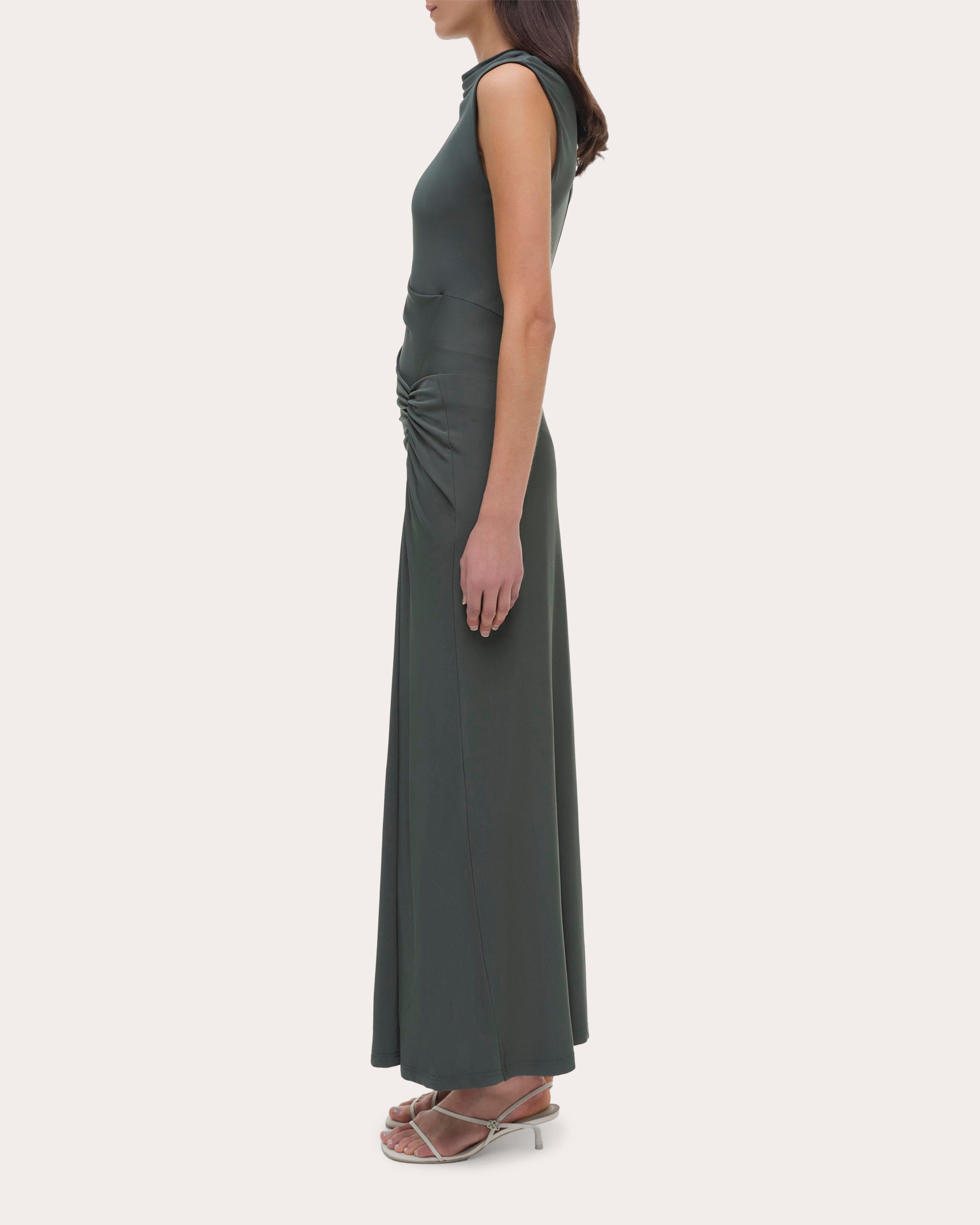 Acacia Draped Ruched Jersey Midi Dress