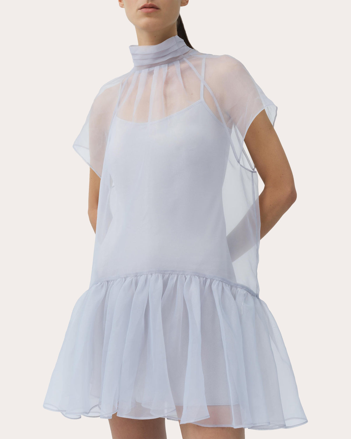 Beaux Organza Drop-Waist Mini Dress
