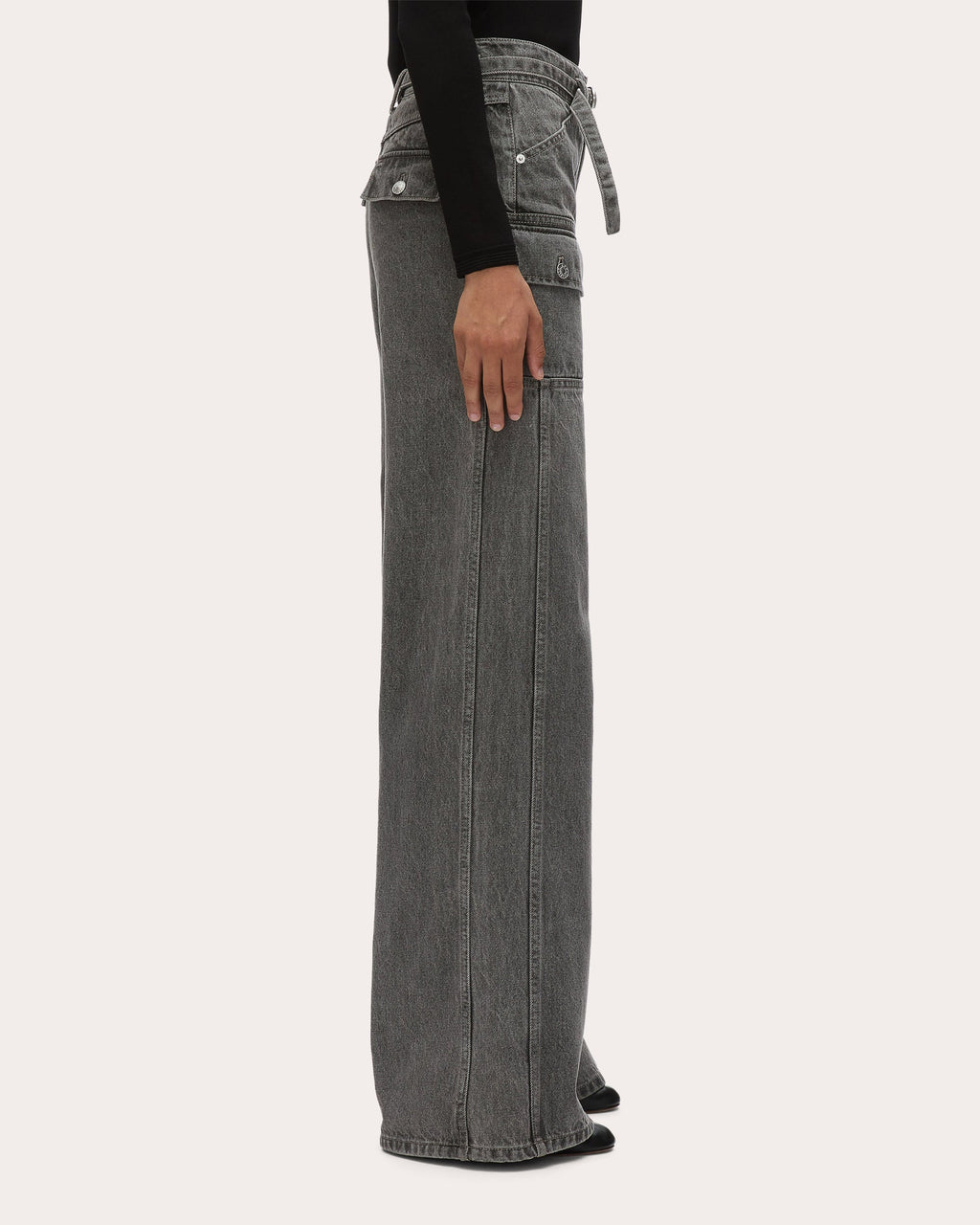 Acid Wash Belted Cargo Jeans