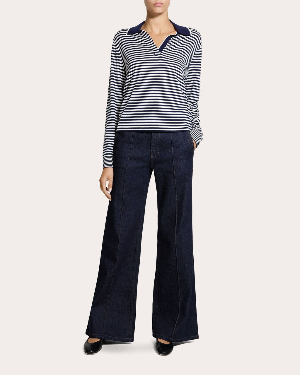 Stripe Wool Boyfriend Polo