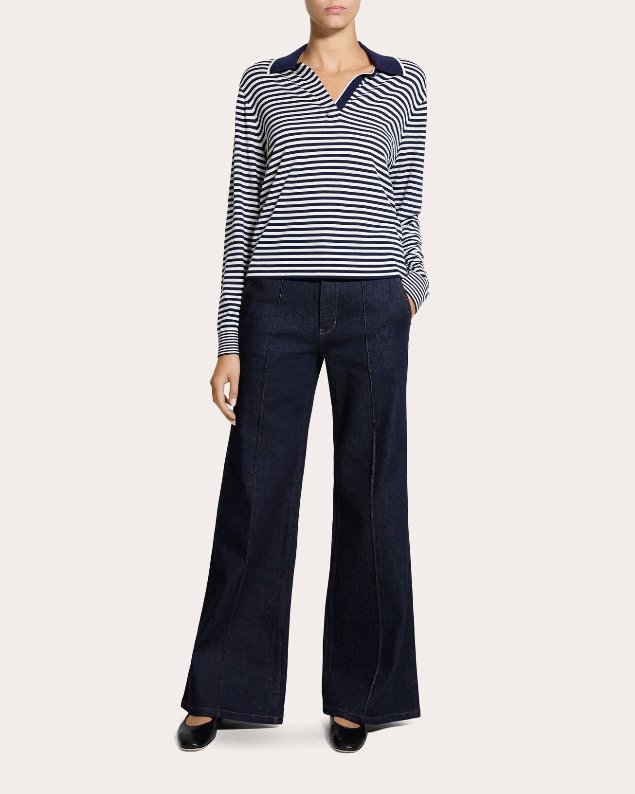 Stripe Wool Boyfriend Polo