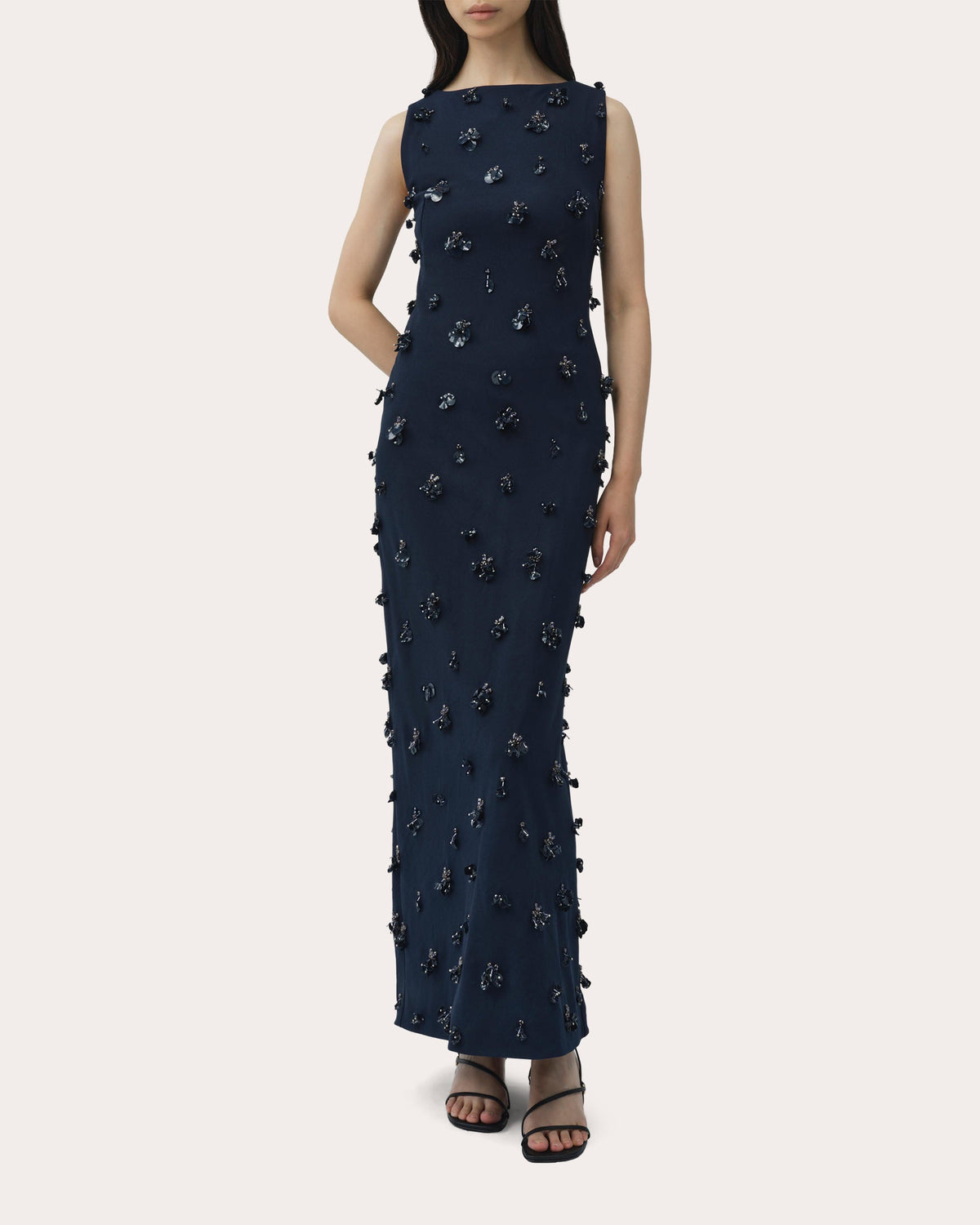 Claudia Embellished Crepe Column Midi Dress