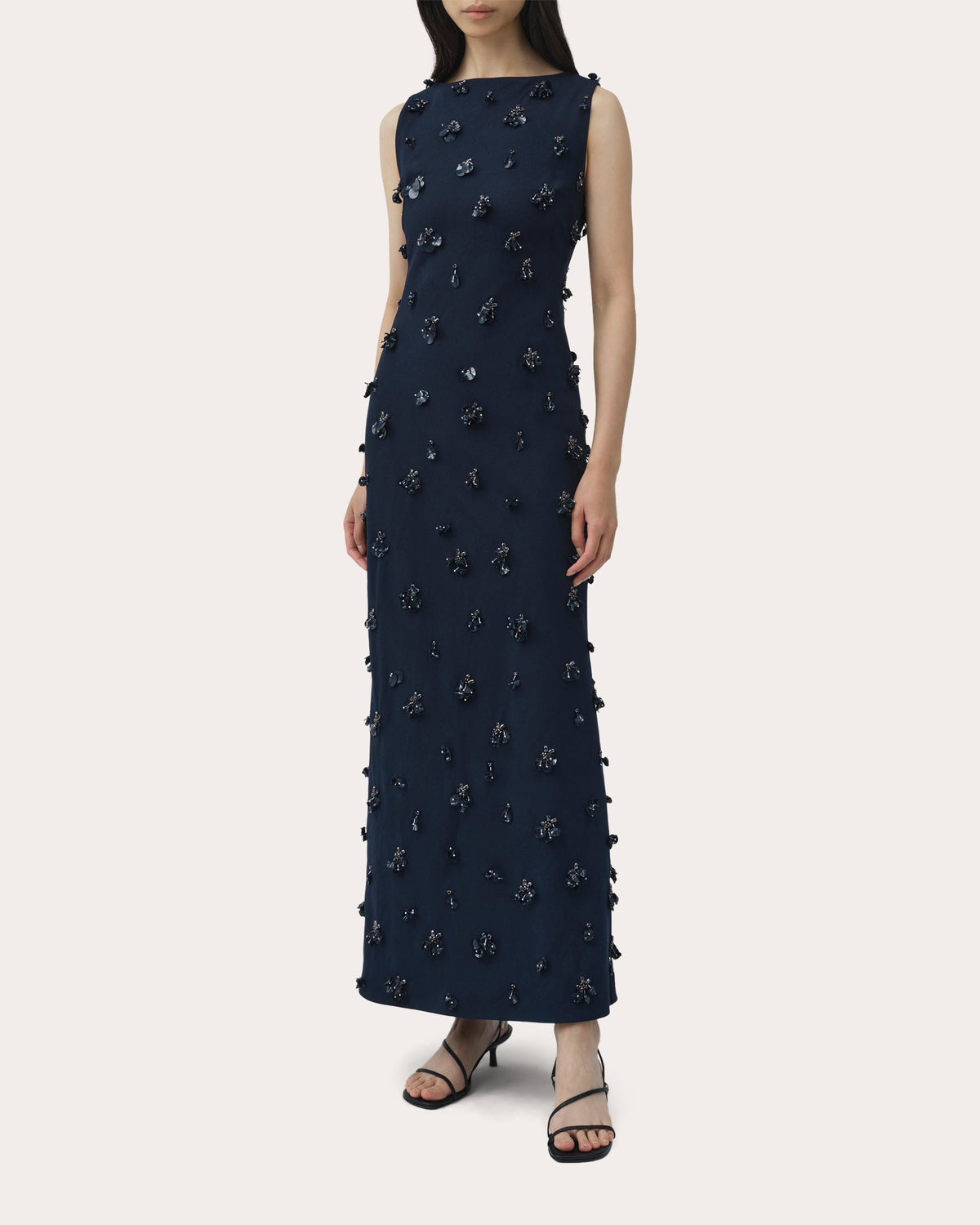Claudia Embellished Crepe Column Midi Dress