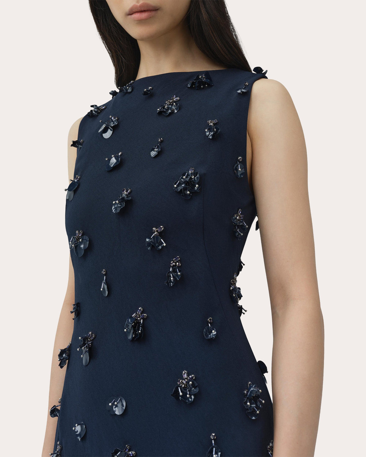Claudia Embellished Crepe Column Midi Dress