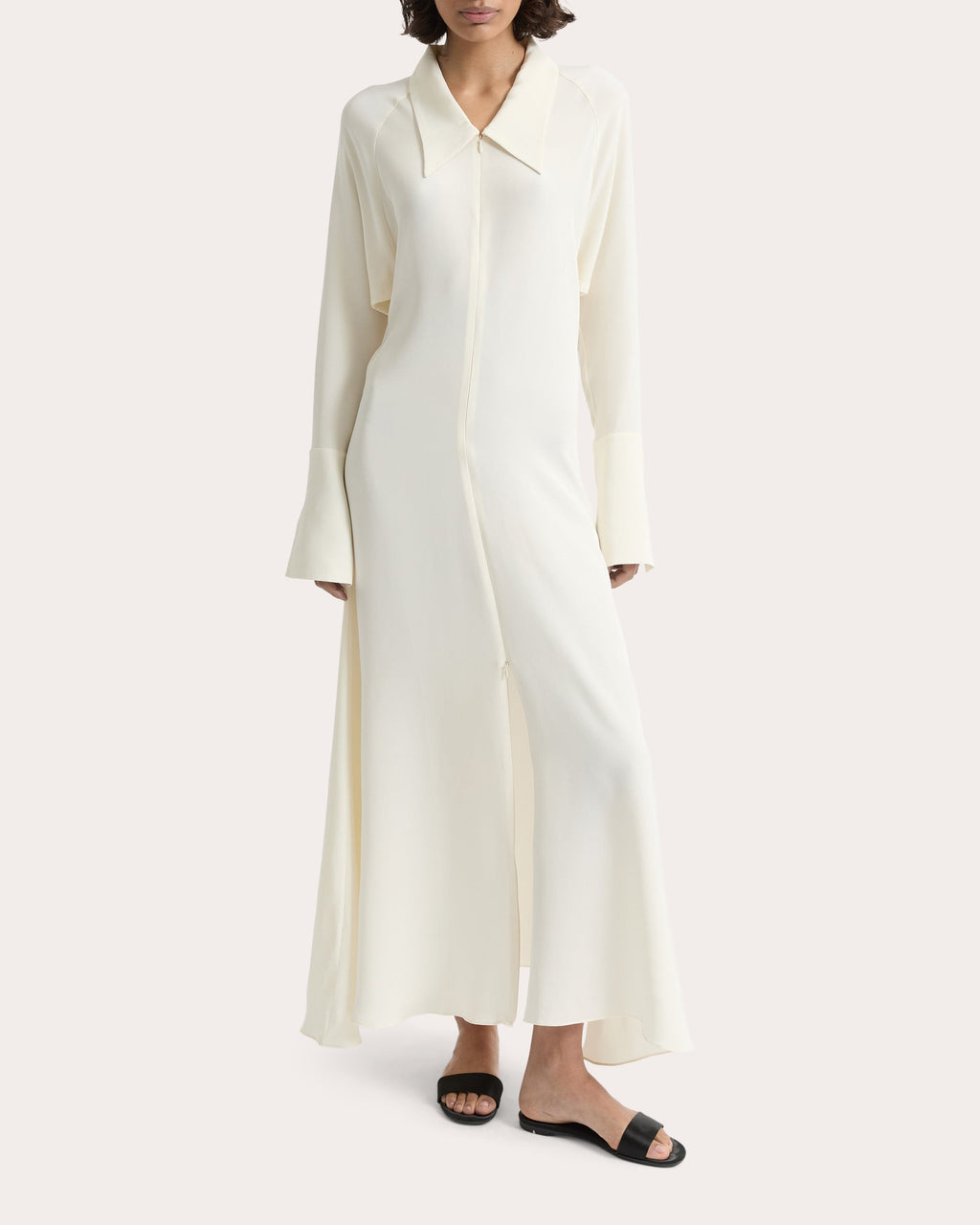 Lea Silk Crepe Collared A-Line Dress