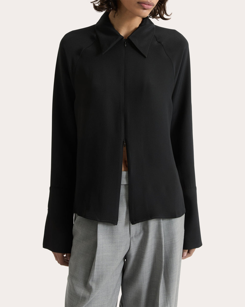 Lea Silk Crepe Collared Shirt