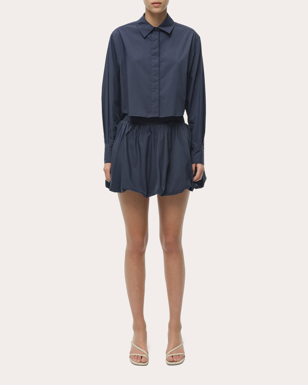 Pippa Poplin Gathered Bubble Mini Skirt