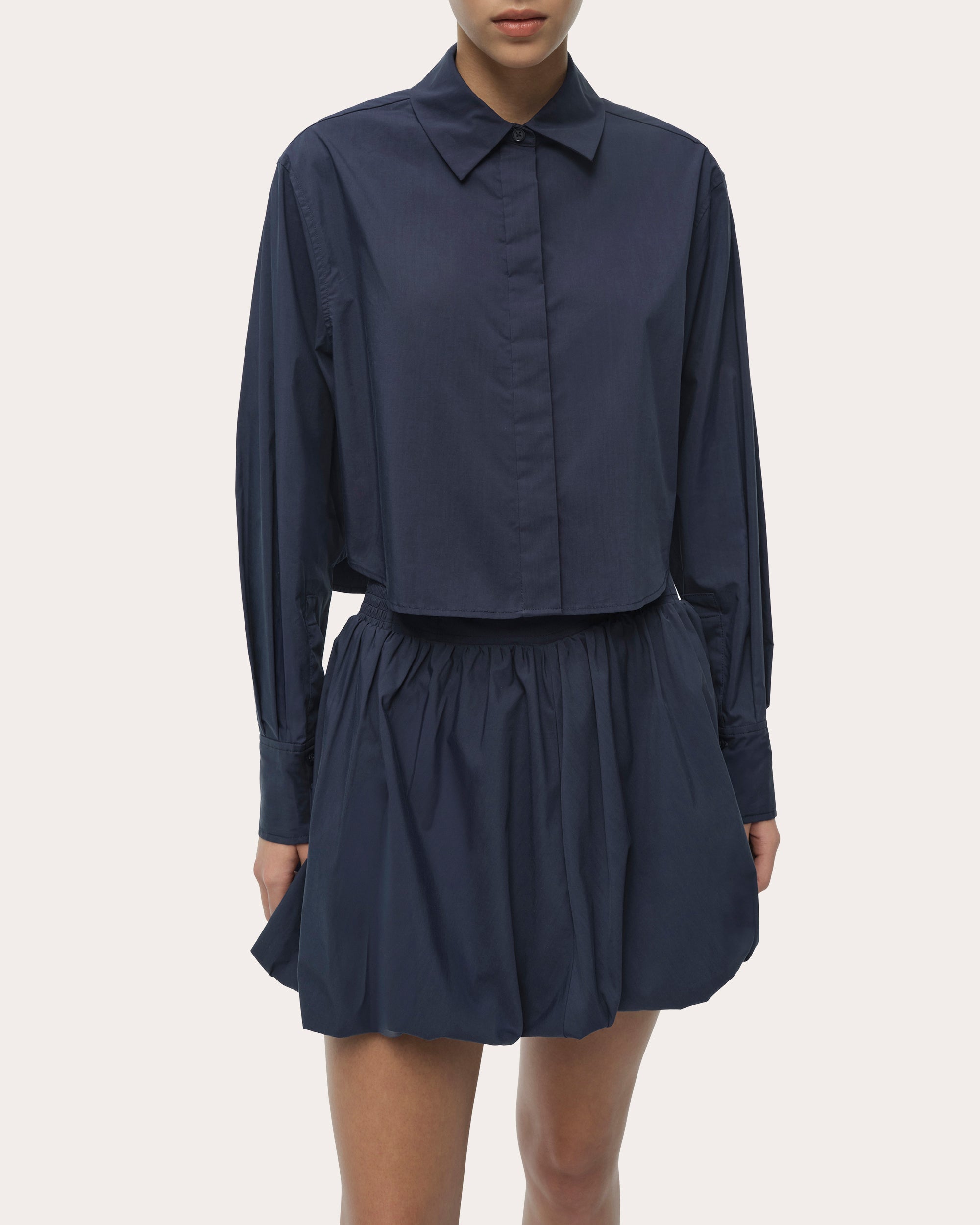 Pippa Poplin Gathered Bubble Mini Skirt