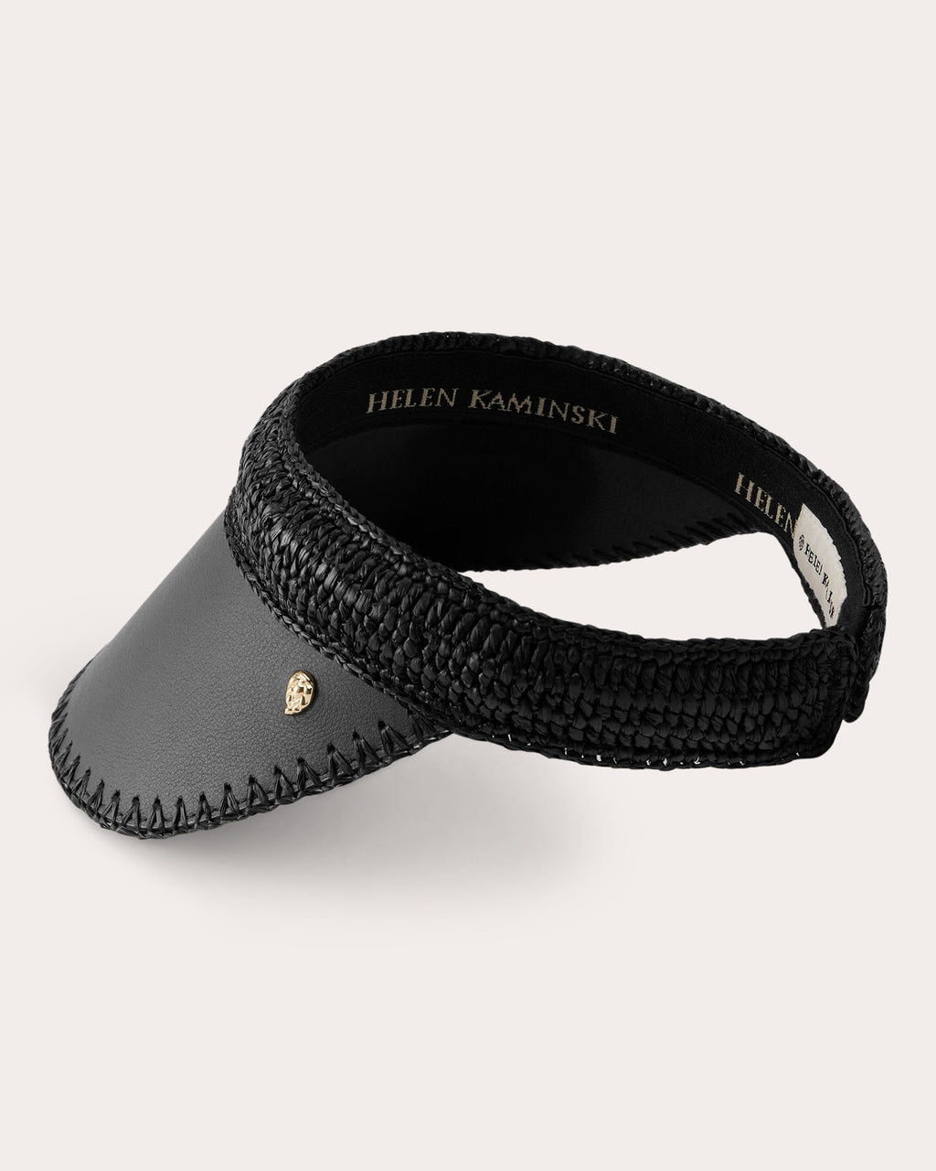 Deja Crocheted Raffia and Leather Visor