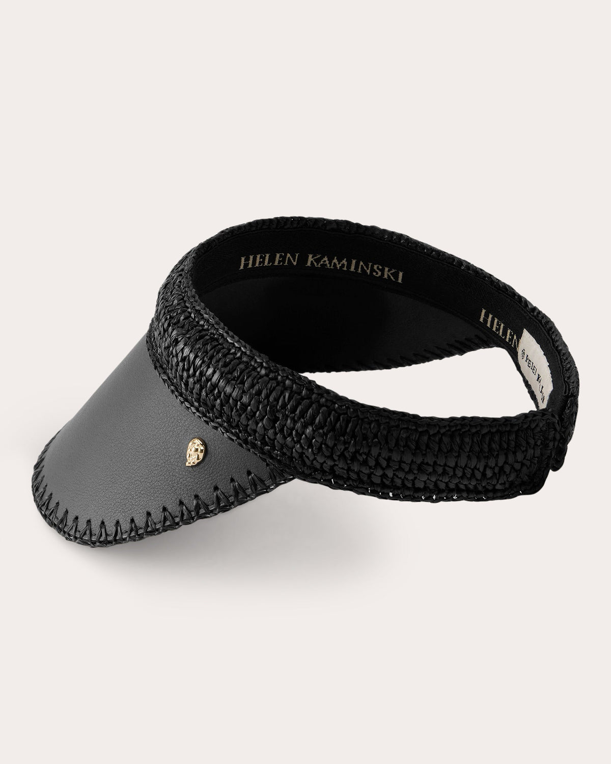 Deja Crocheted Raffia and Leather Visor