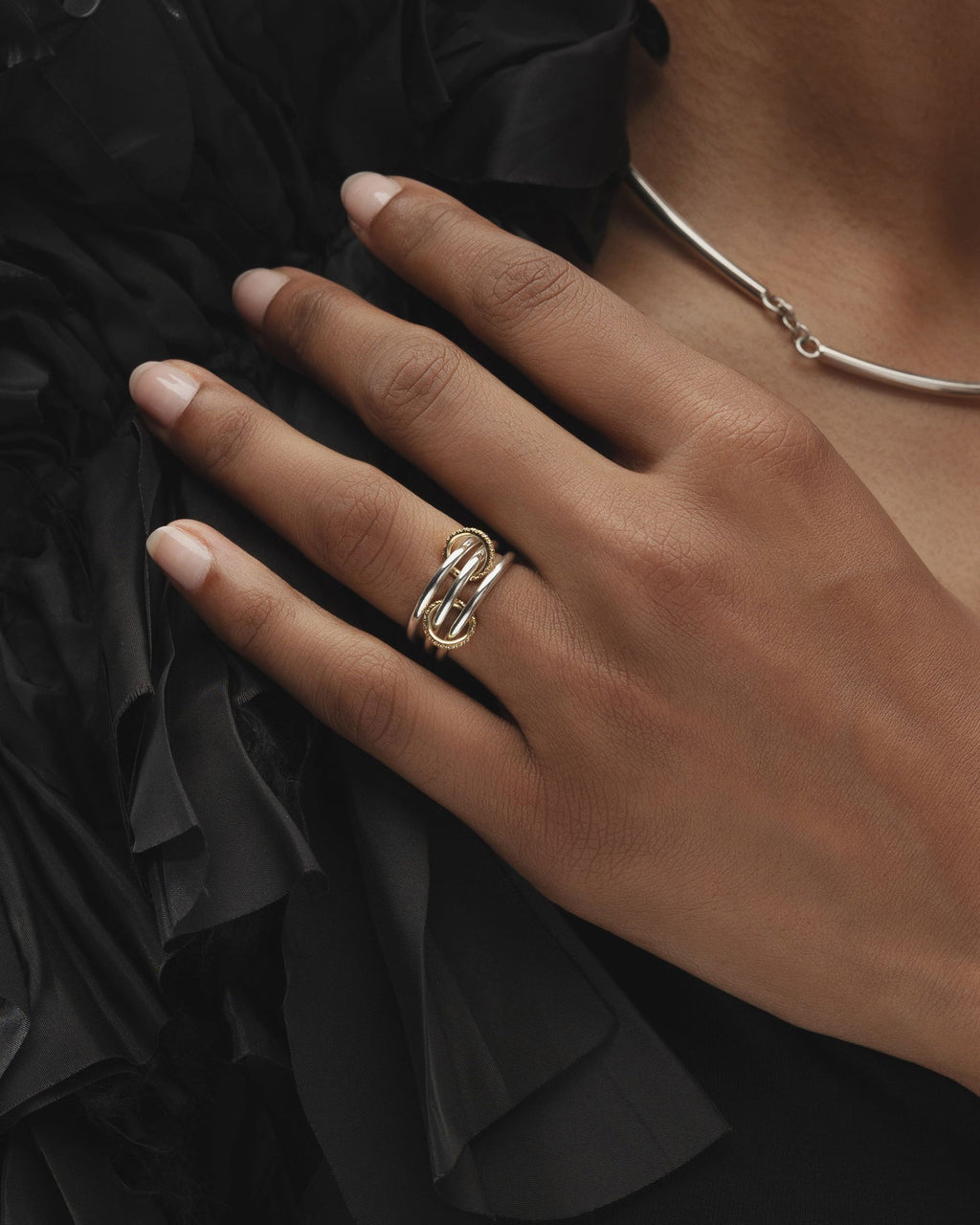 Diamond & 18k Gold Two-Tone Pavé Solarium Ring