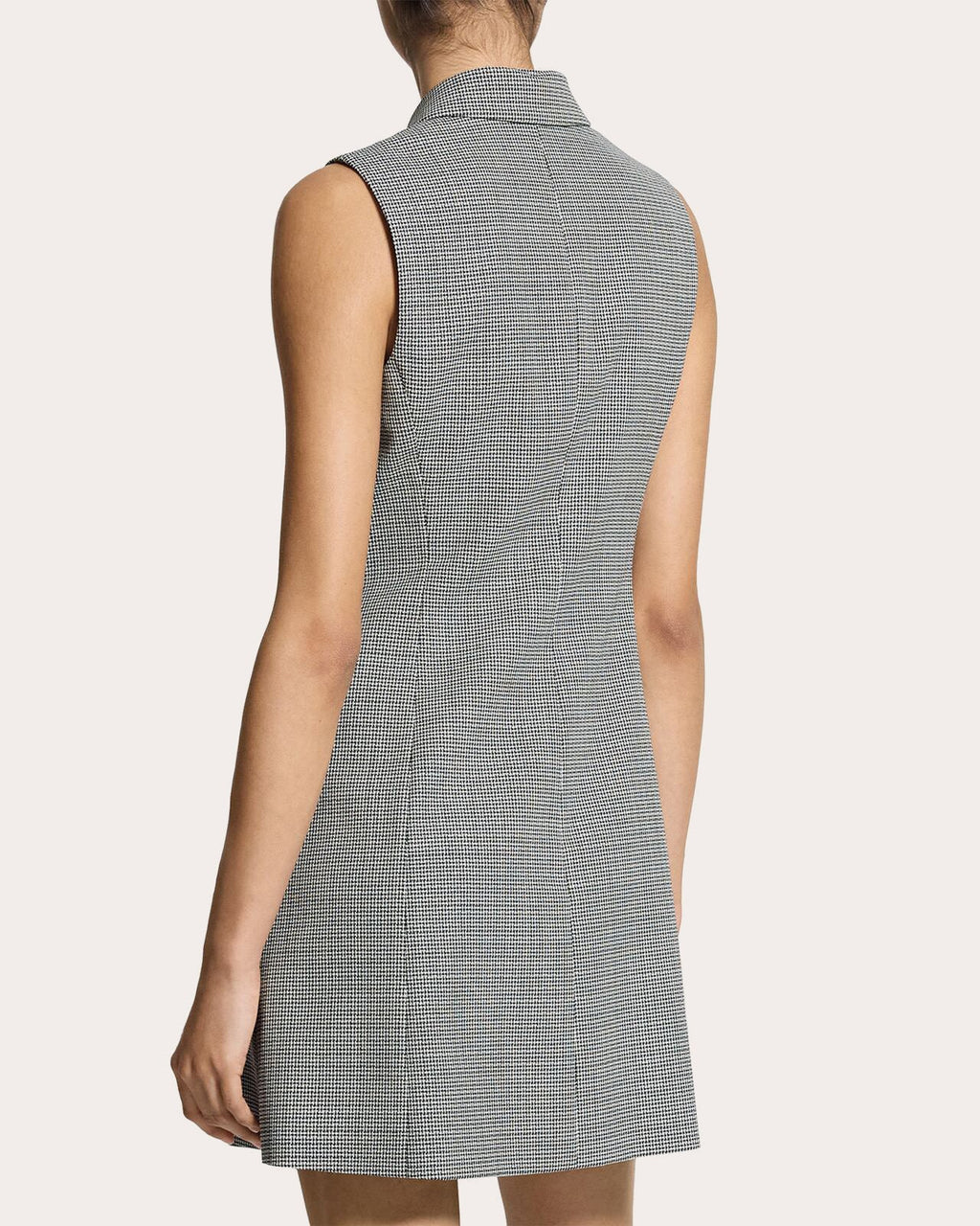 Plaid Wool Twill Sleeveless Blazer Dress