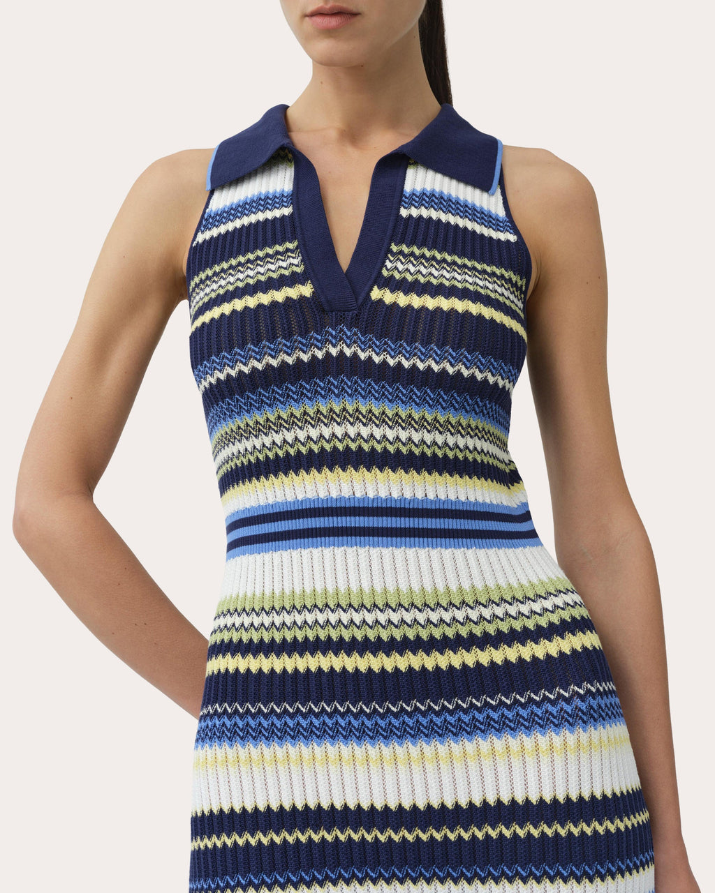 Kerrin Chevron Knit Polo Dress