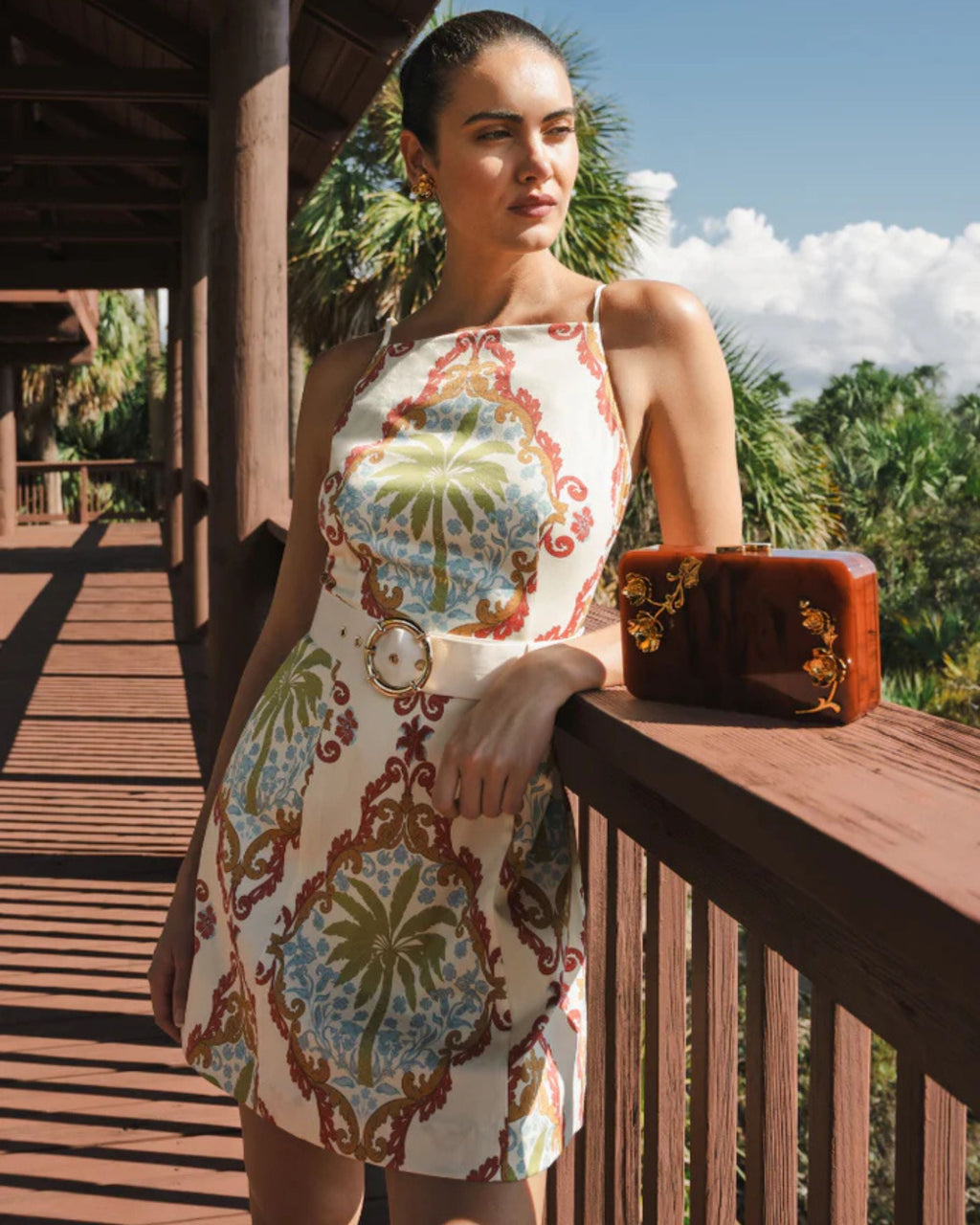 Havana Poplin Belted Mini Dress