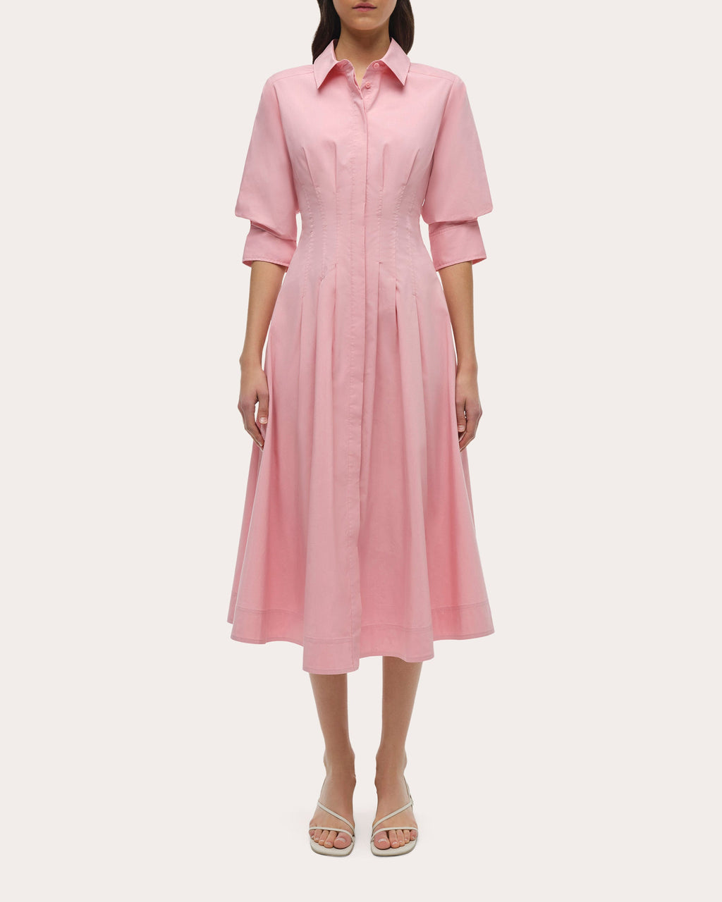 Jazz Poplin Pintuck Midi Dress