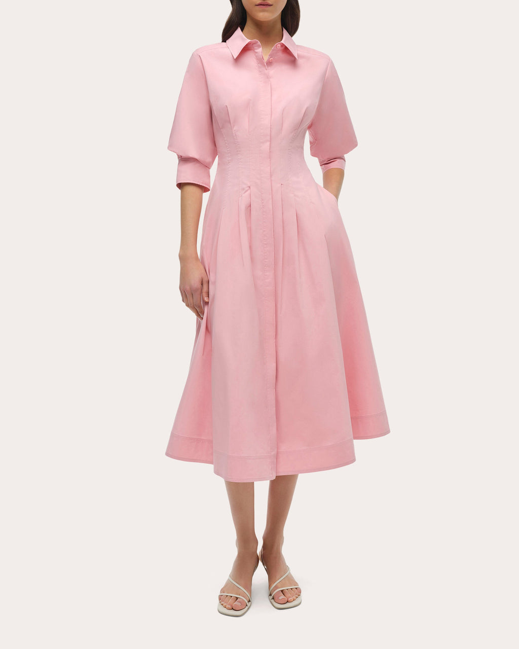 Jazz Poplin Pintuck Midi Dress