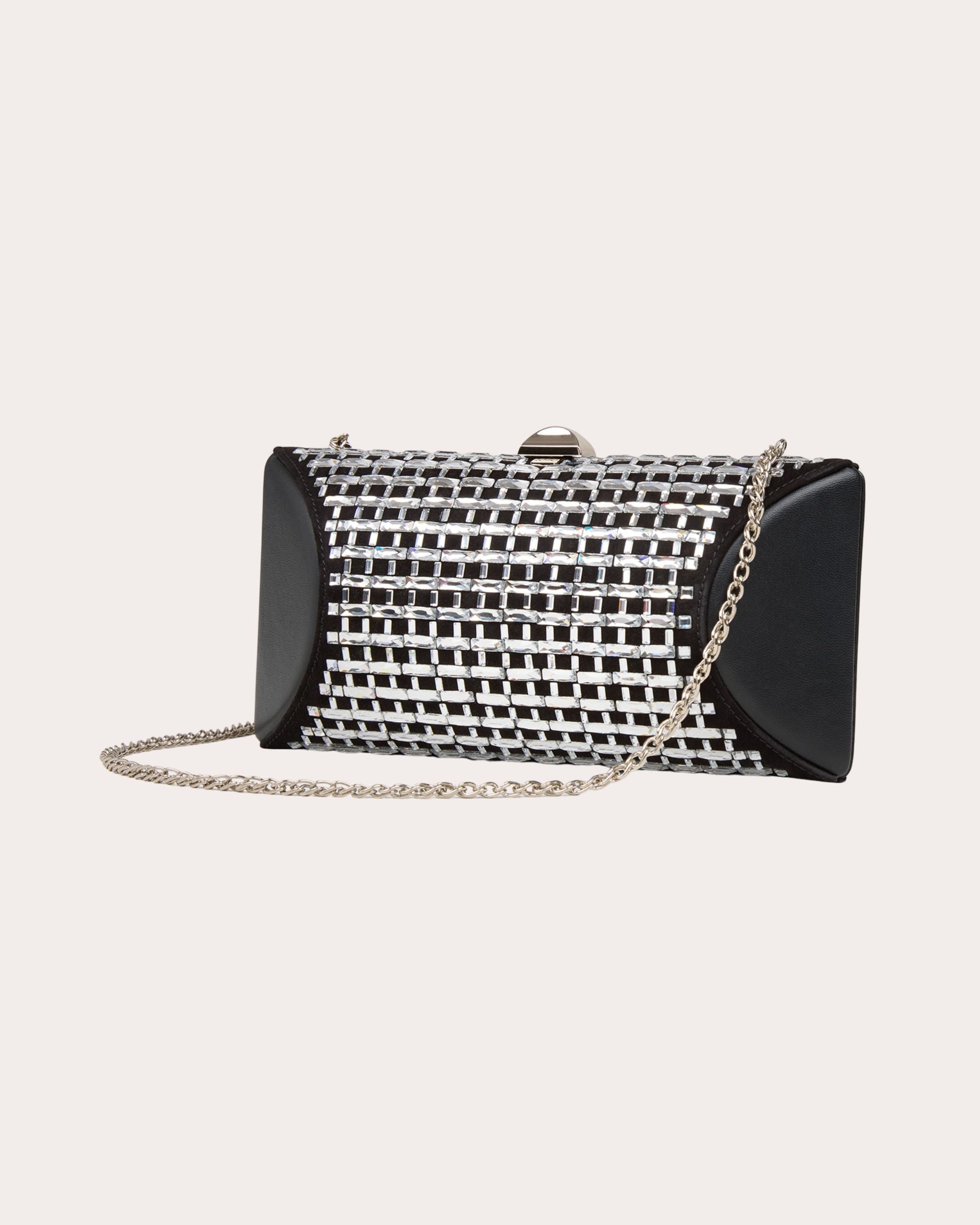 Tube Plus Crystal Leather Clutch