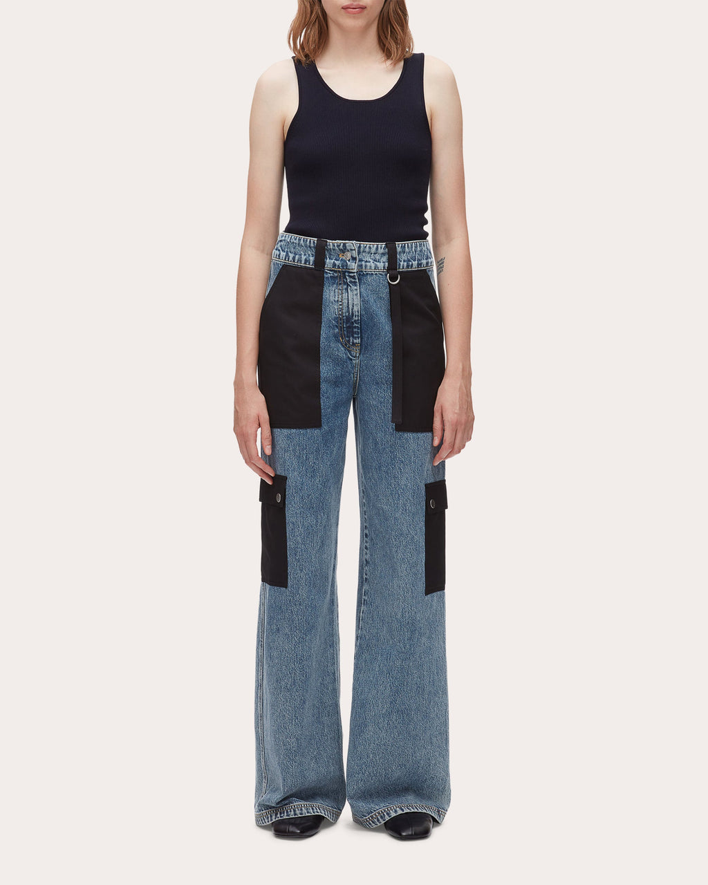 Cargo Combo Wide-Leg Jeans