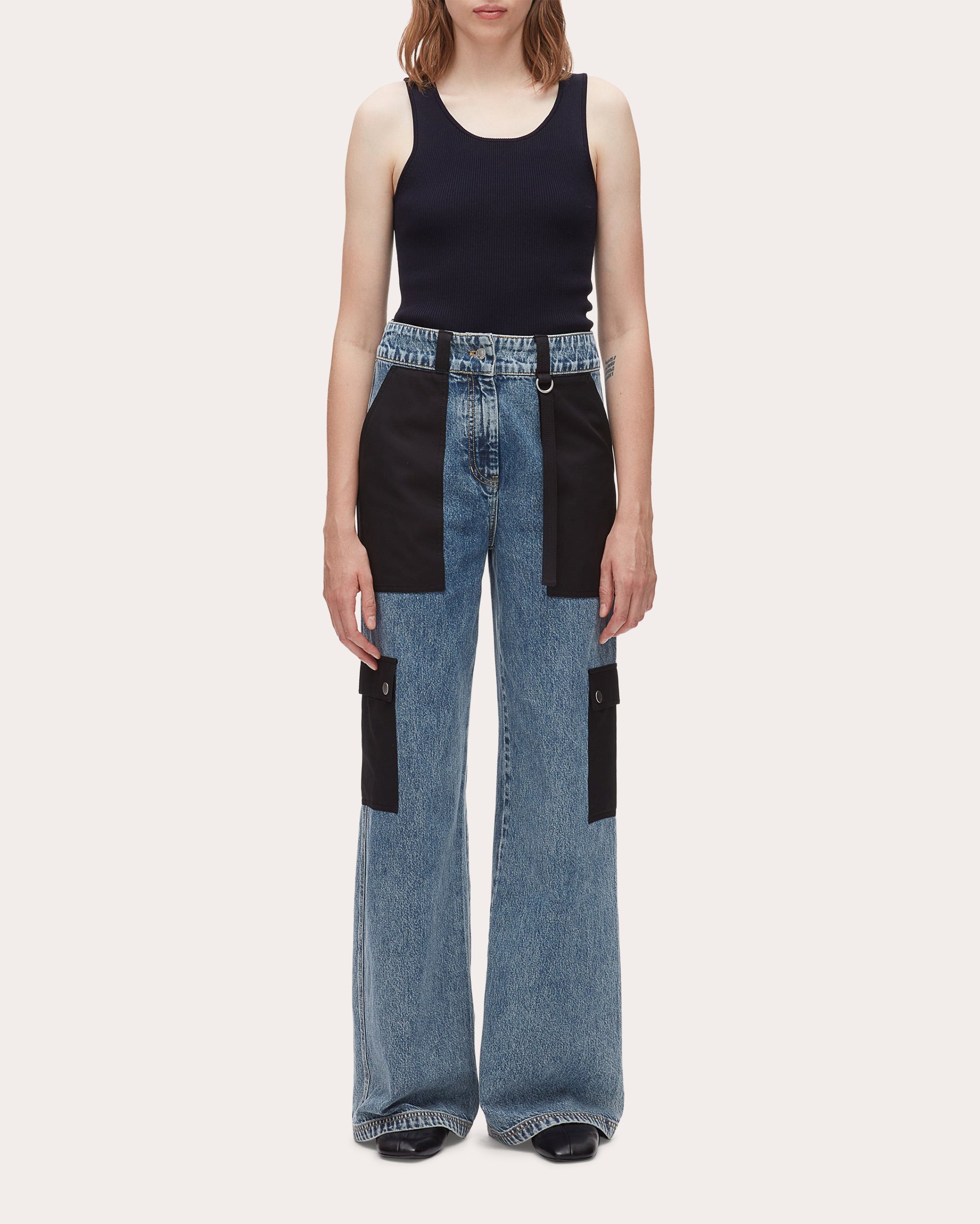 Cargo Combo Wide-Leg Jeans