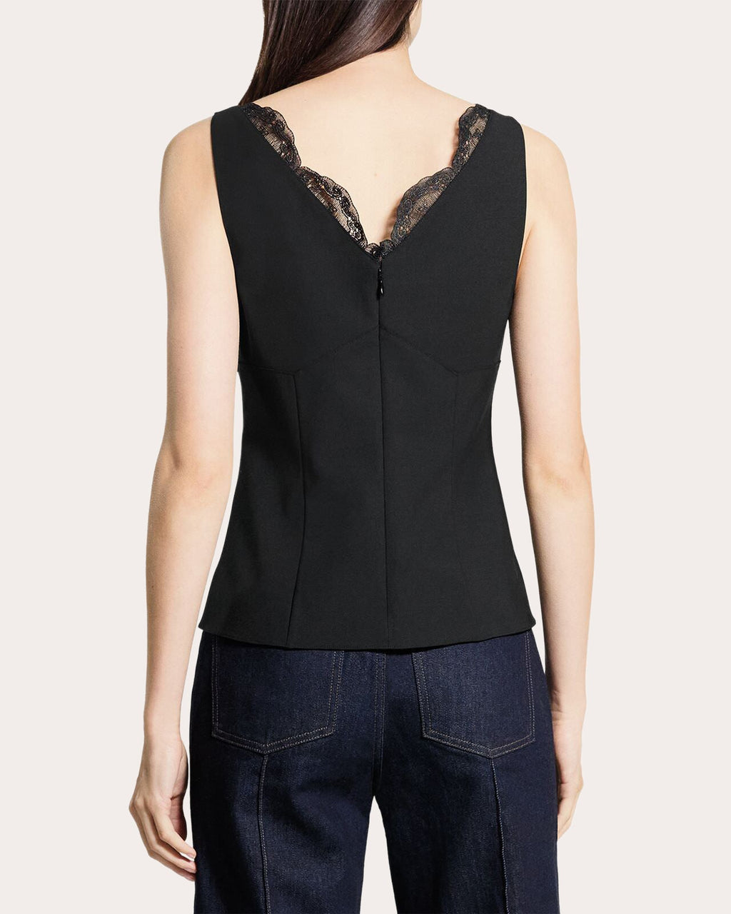 Lace V-Neck Tailored Tank Top
