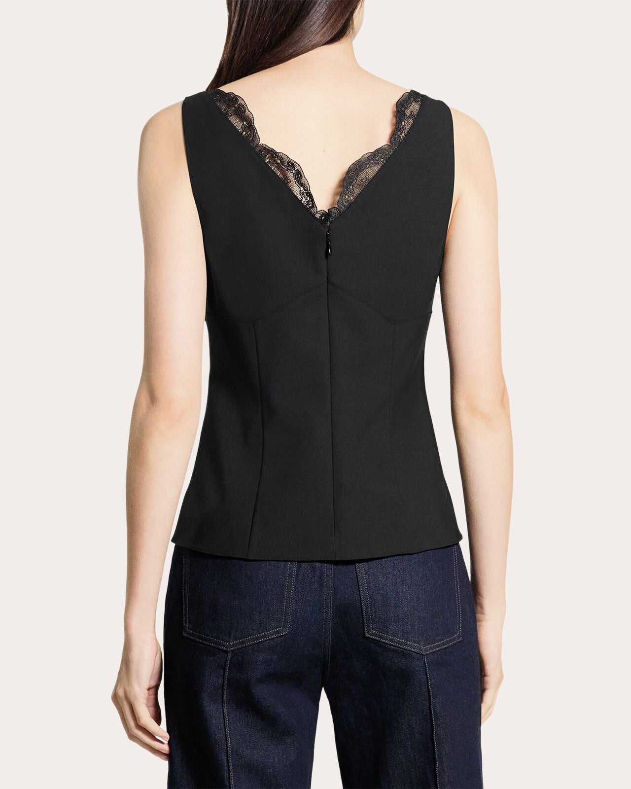 Lace V-Neck Tailored Tank Top