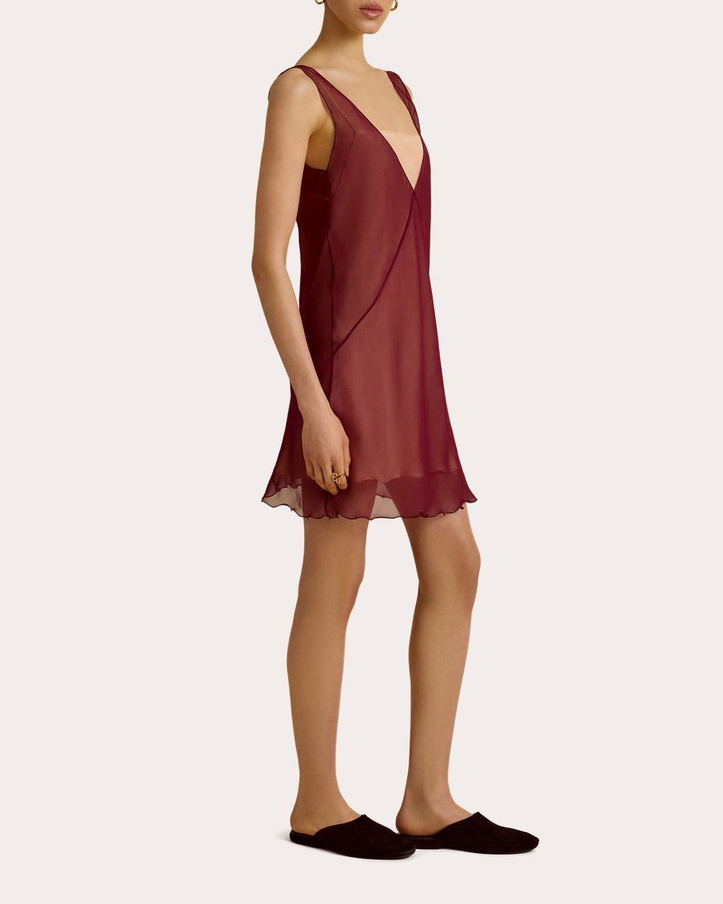 Sheer Silk Chiffon Layered Slip Dress