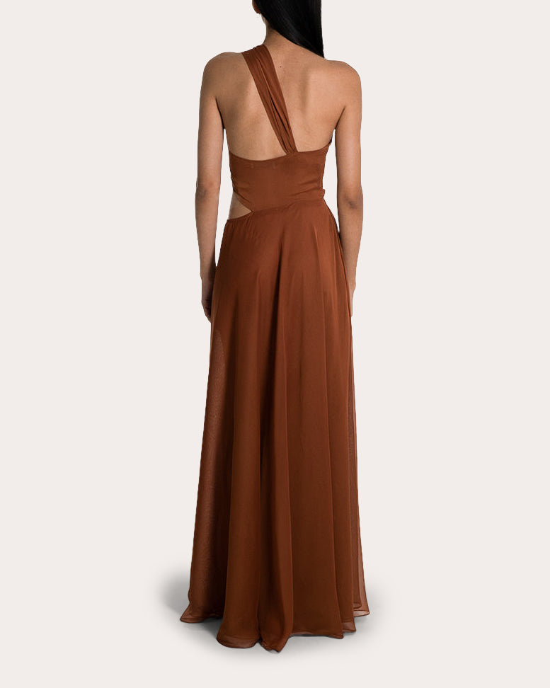 Quami Embellished Silk-Chiffon Cutout Gown