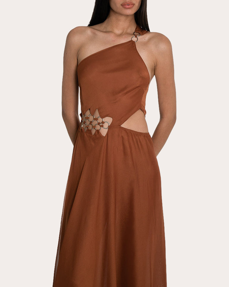 Quami Embellished Silk-Chiffon Cutout Gown