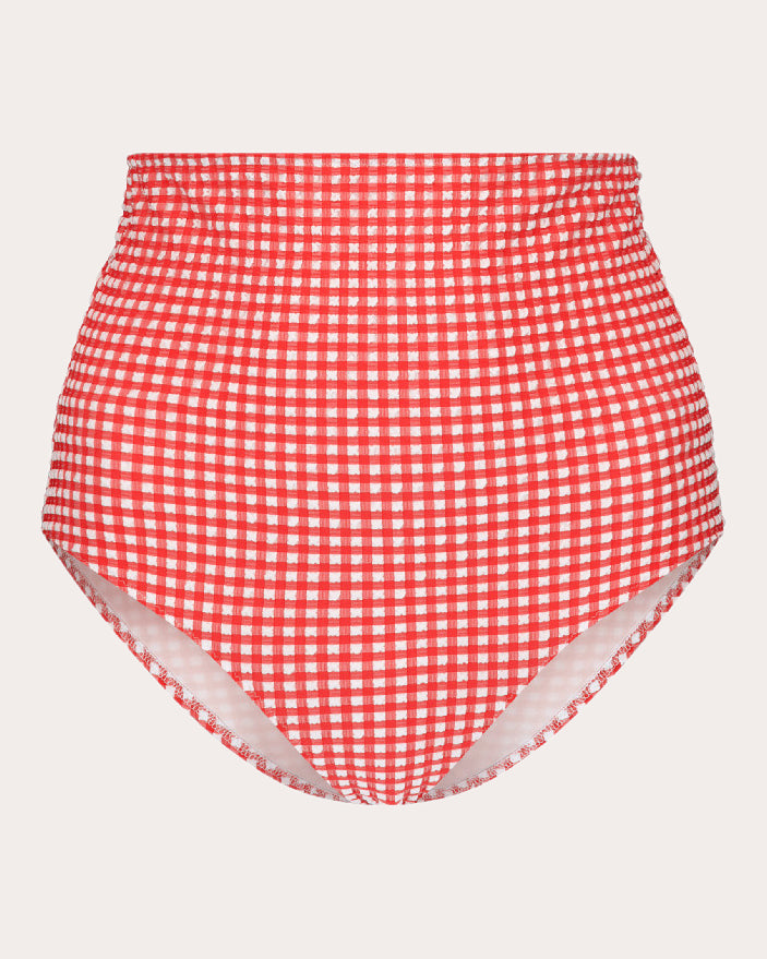Ara Gingham High-Rise Bikini Bottoms