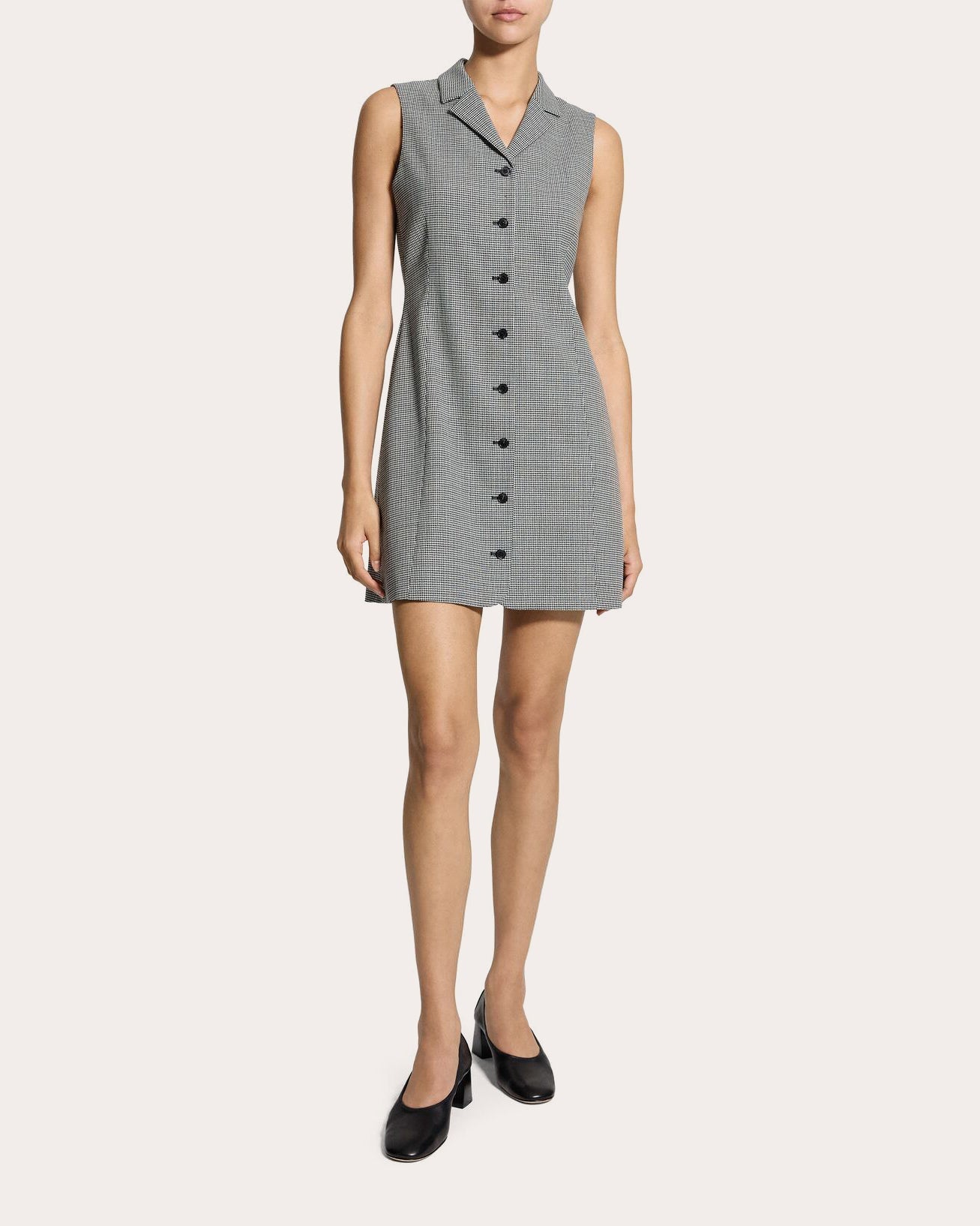 Plaid Wool Twill Sleeveless Blazer Dress