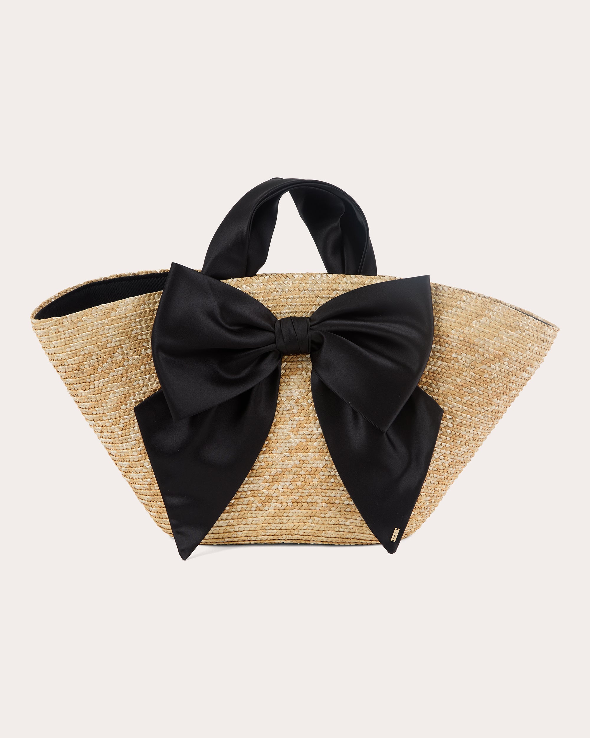 Carlotta Satin Bow Straw Handbag