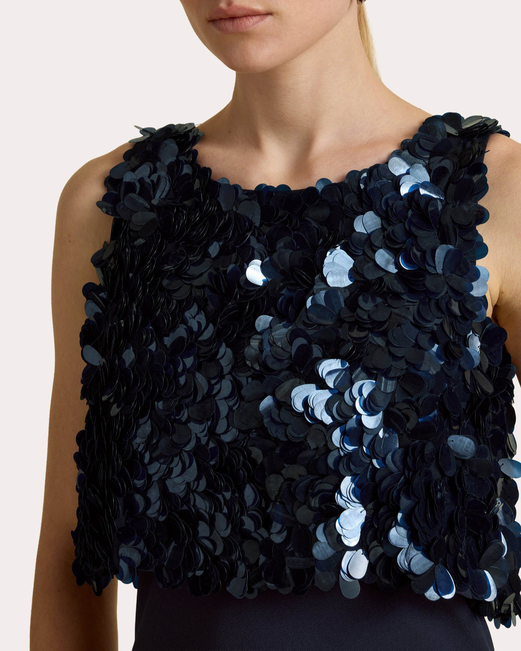 Sequin Paillette Crepe Bias Column Dress